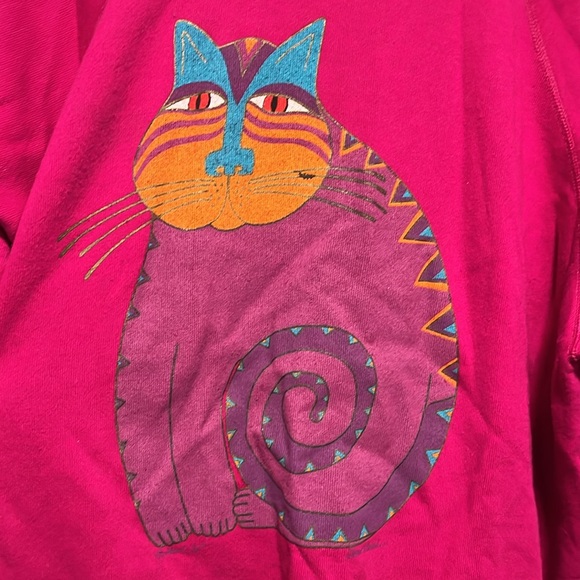 Vintage 80s Laurel Burch San Francisco Cat Crewneck Sweatshirt Size XL - Picture 3 of 6